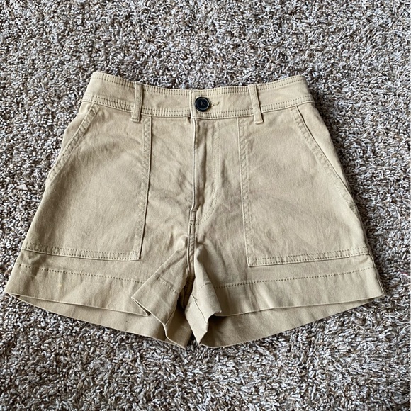 H&M Shorts Hm High Waisted Khaki Cargo Shorts Poshmark